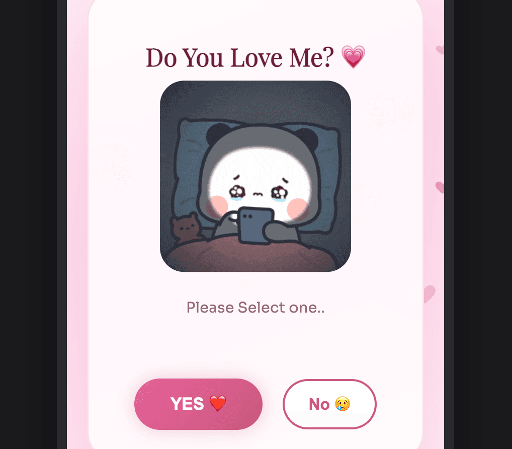 Do You Love Me? — personalised love website preview