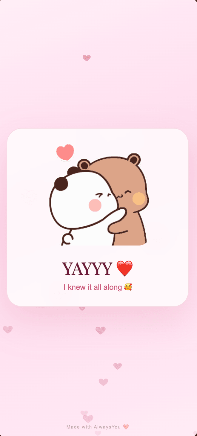 Do You Love Me? — personalised love website preview — screen 0